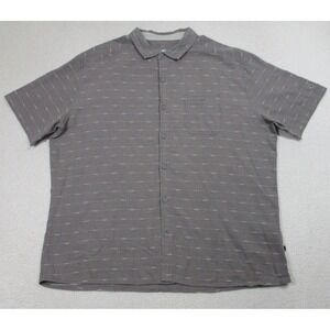 Kuhl Shirt Mens 2XL Gray Linen Cotton Short Sleeve Button Up Striped Casual